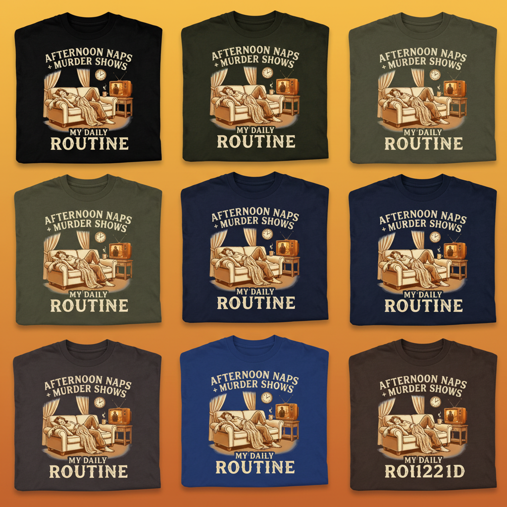 Afternoon Naps & Murder Shows Routine T-Shirt_6color_grid
