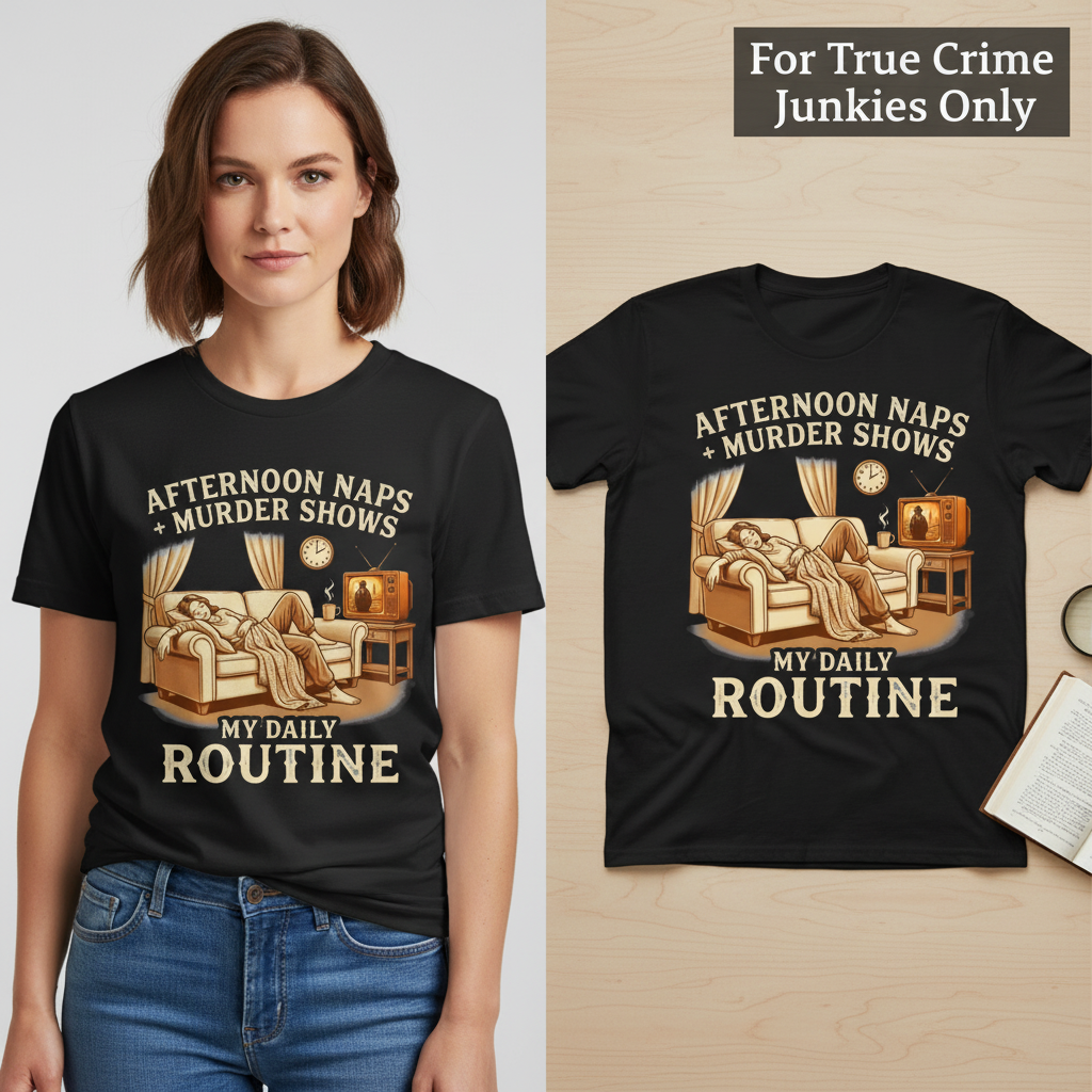Afternoon Naps & Murder Shows Routine T-Shirt_model_flat