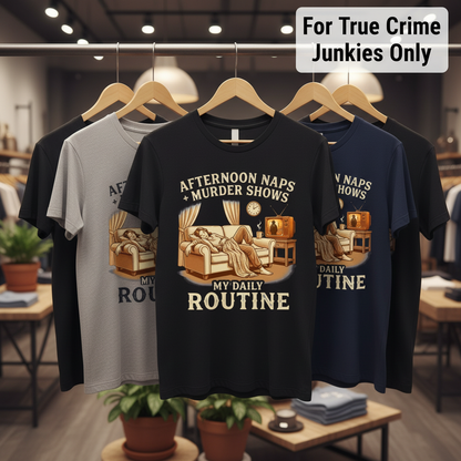 Afternoon Naps & Murder Shows Routine T-Shirt_boutique_rack
