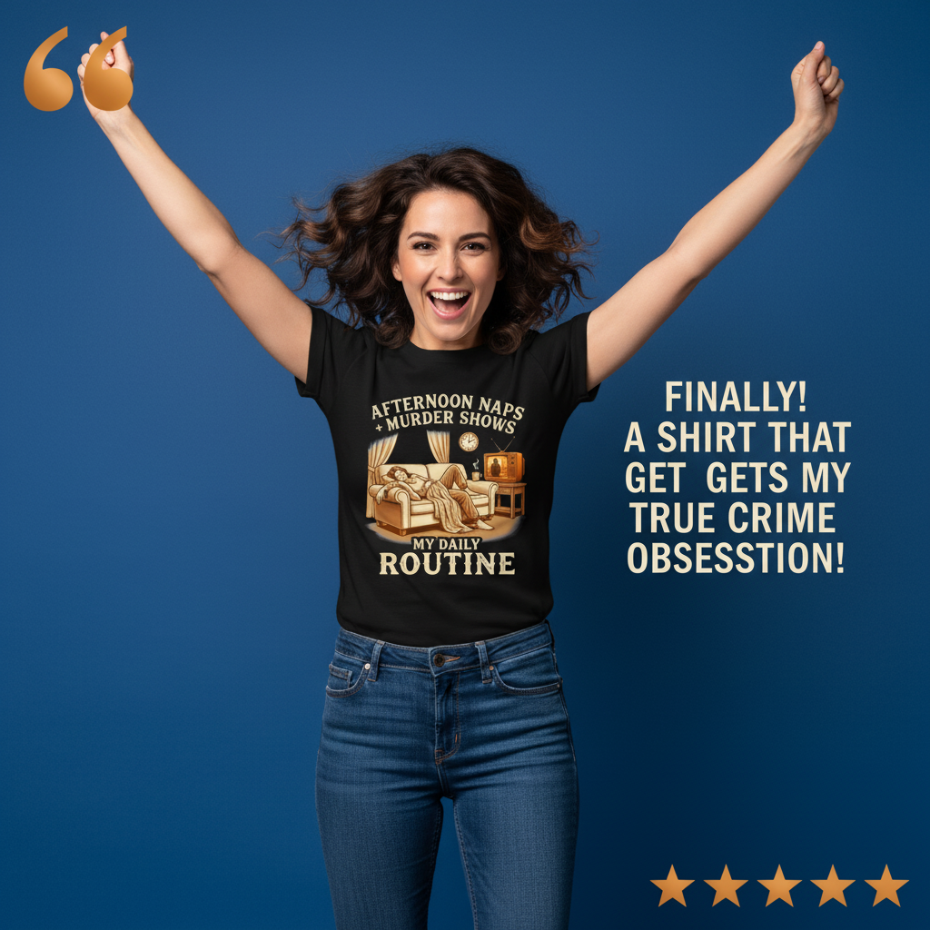 Afternoon Naps & Murder Shows Routine T-Shirt_model_testimonial