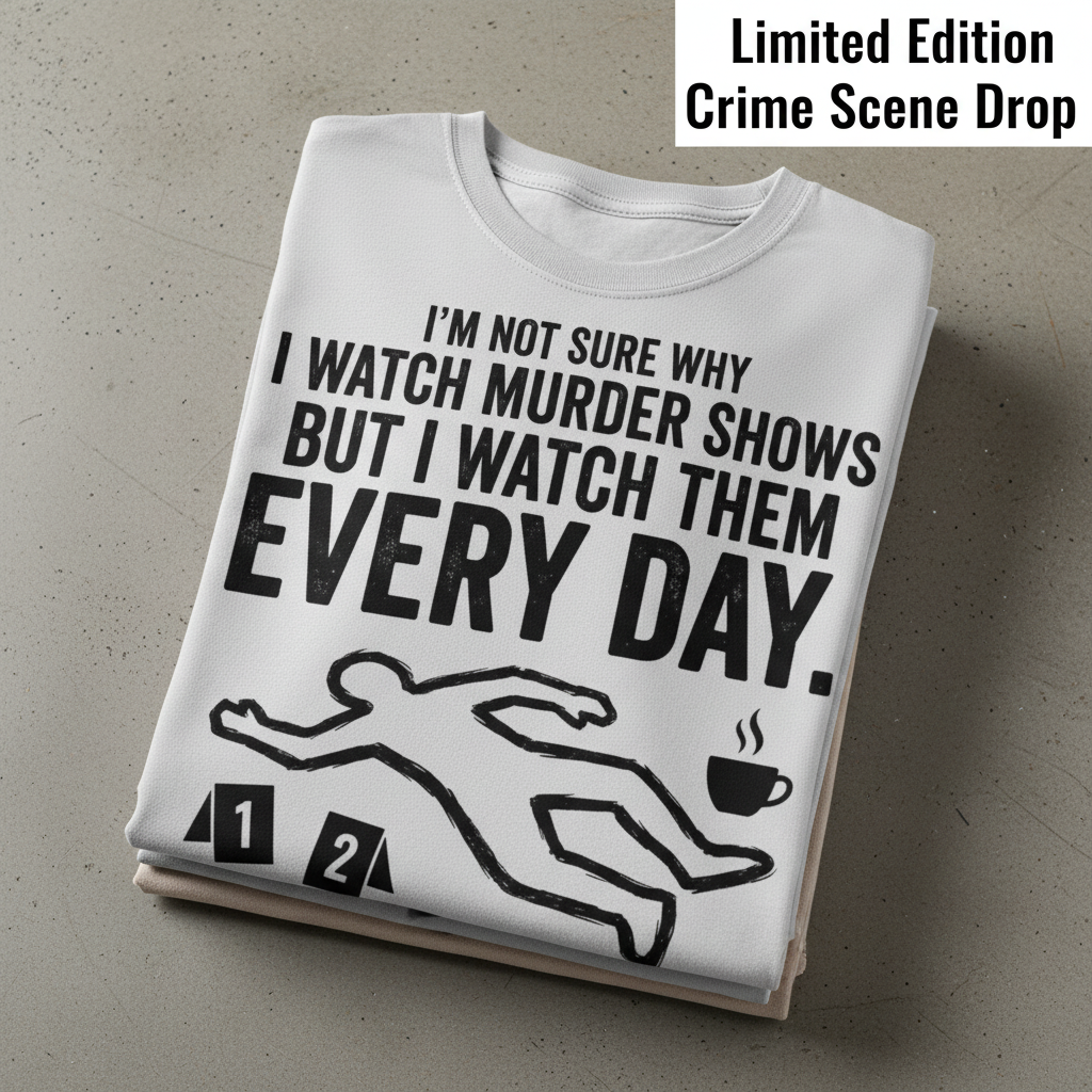 Murder Show Addict Every Day T-Shirt_stacked_flatlay