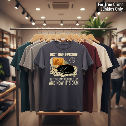 Late-Night Cat Cuddle Crime Binge T-Shirt_boutique_rack