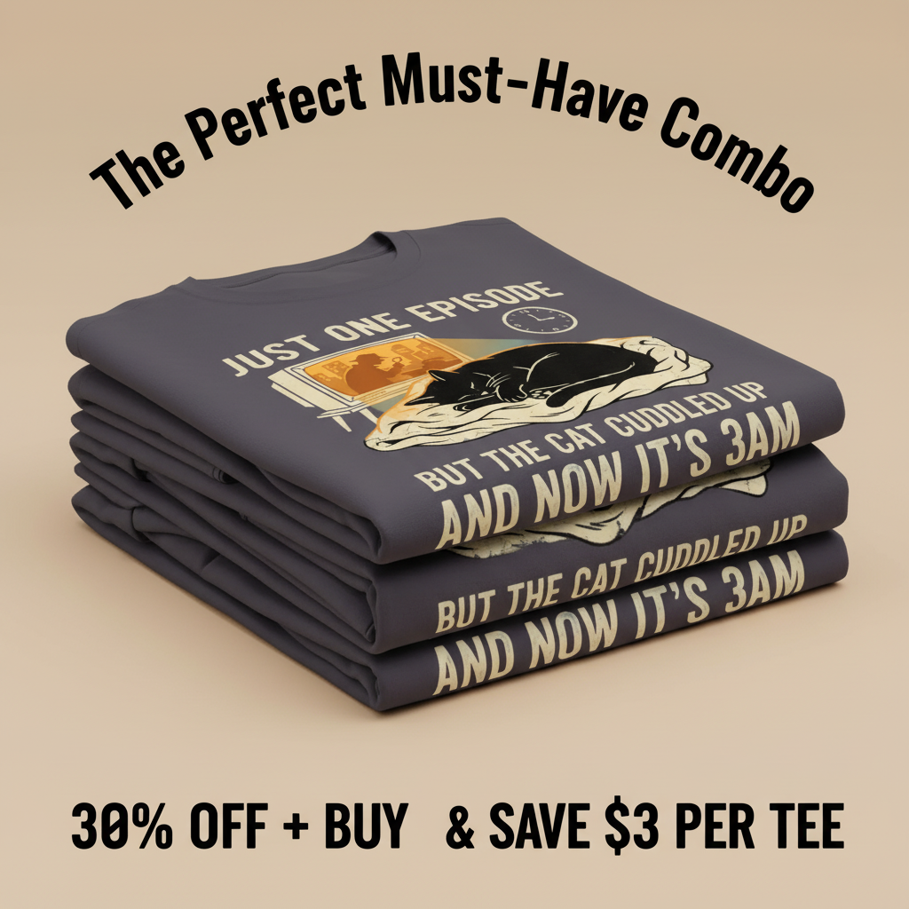 Late-Night Cat Cuddle Crime Binge T-Shirt_stacked_promotion