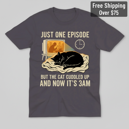 Late-Night Cat Cuddle Crime Binge T-Shirt_clean