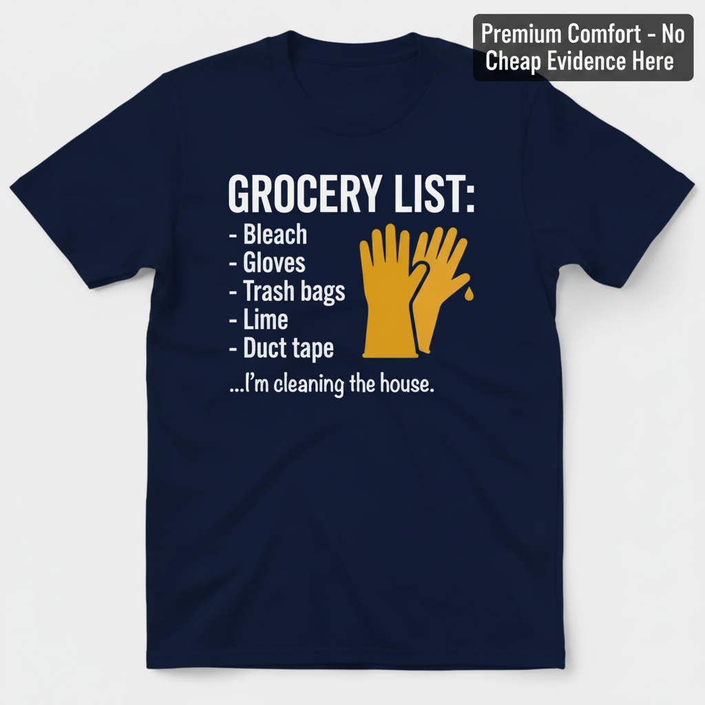 Grocery List Crime Humor T-Shirt_clean