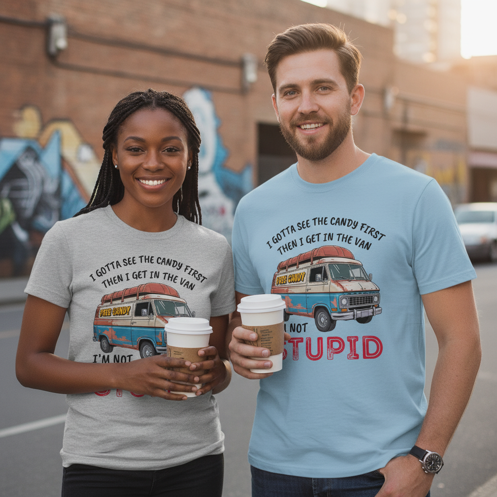 Not Stupid Candy Van T-Shirt_dual_lifestyle