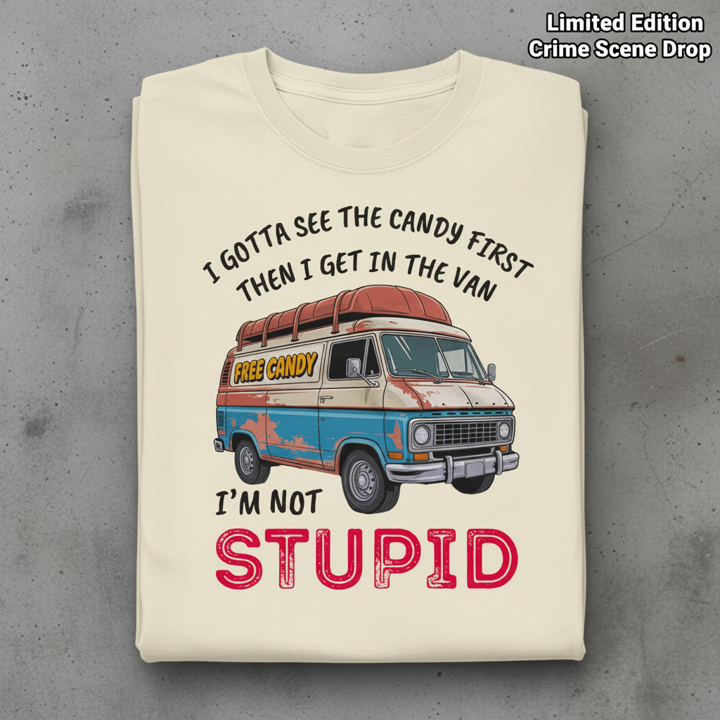 Not Stupid Candy Van T-Shirt_stacked_flatlay