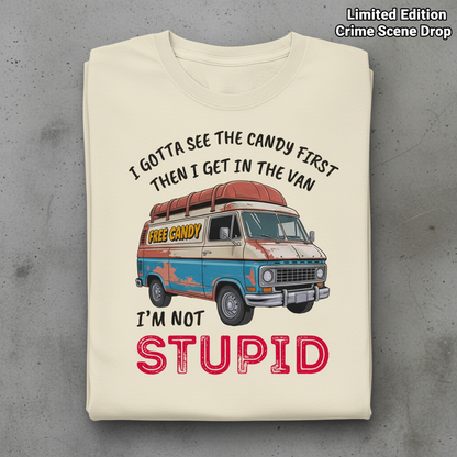 Not Stupid Candy Van T-Shirt_stacked_flatlay