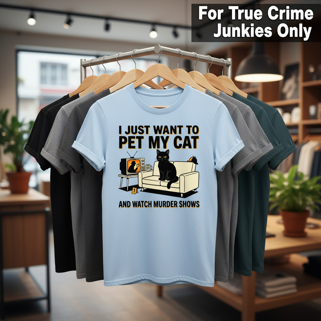 Pet My Cat and Watch Murder Shows T-Shirt_boutique_rack