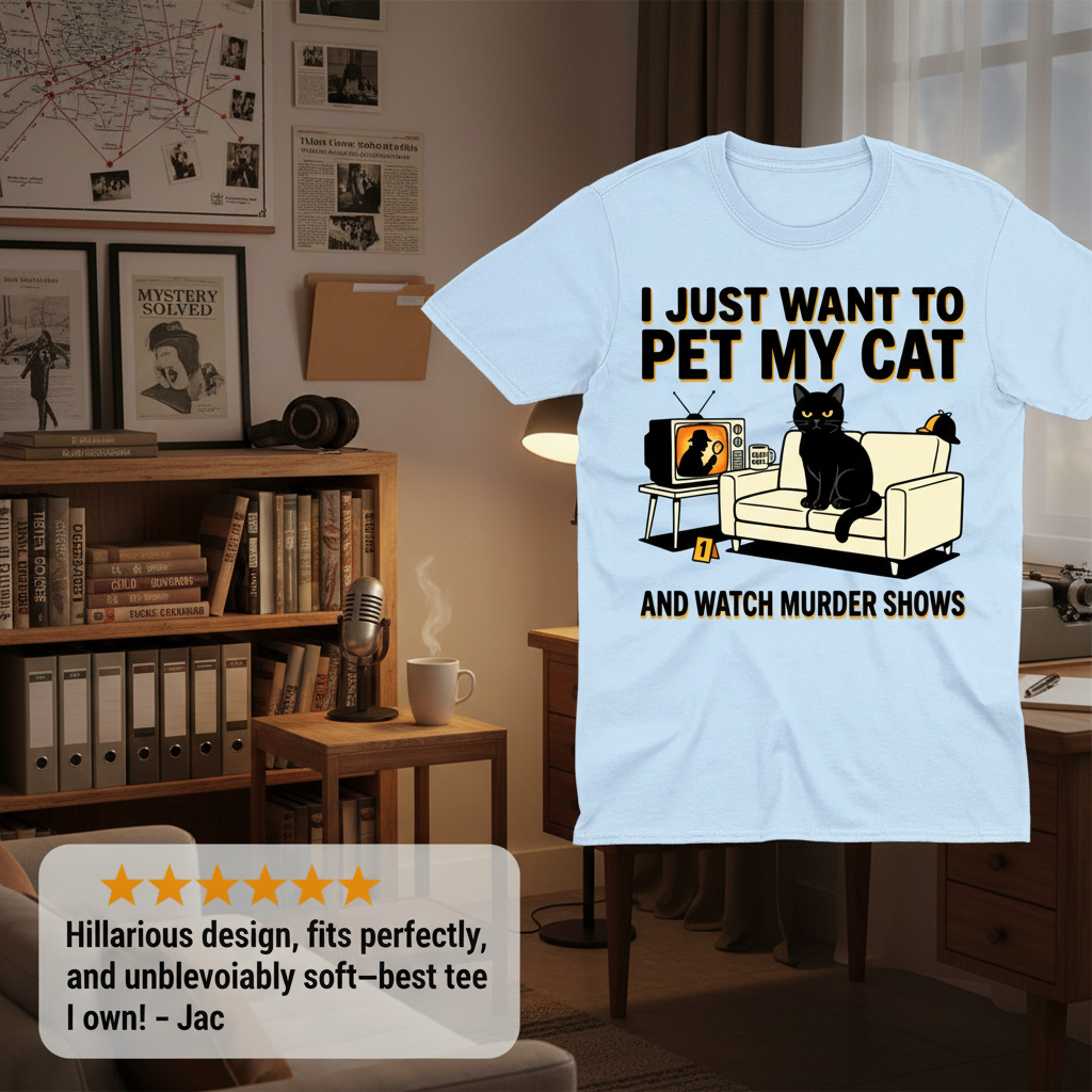 Pet My Cat and Watch Murder Shows T-Shirt_review_5star