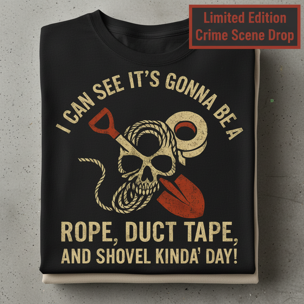Rope, Duct Tape & Shovel T-Shirt_stacked_flatlay
