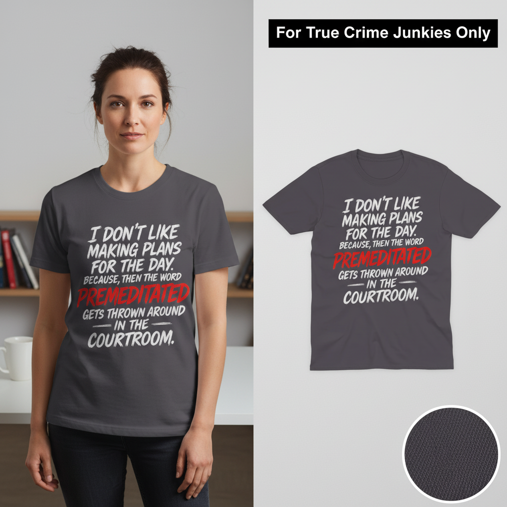 Premeditated Courtroom Humor T-Shirt_model_flat
