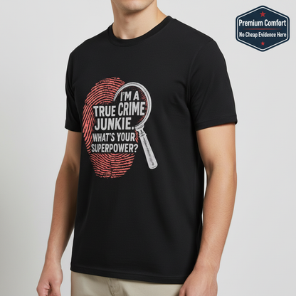 True Crime Junkie Superpower T-Shirt__benefit