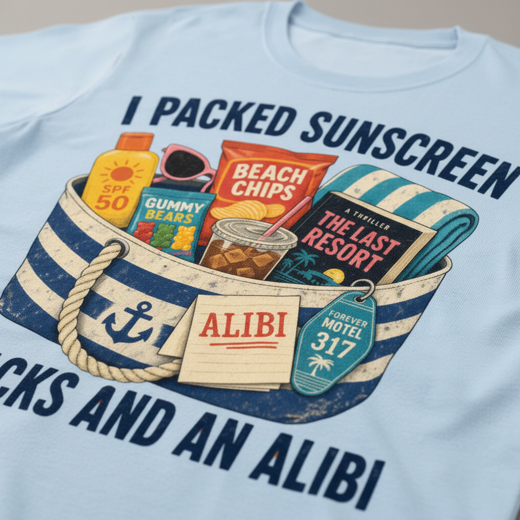 Packed Sunscreen Snacks and an Alibi T-Shirt__detail