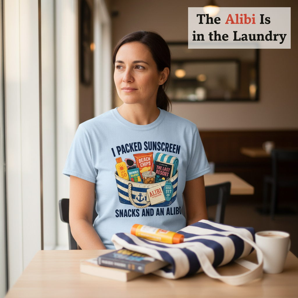Packed Sunscreen Snacks and an Alibi T-Shirt__use