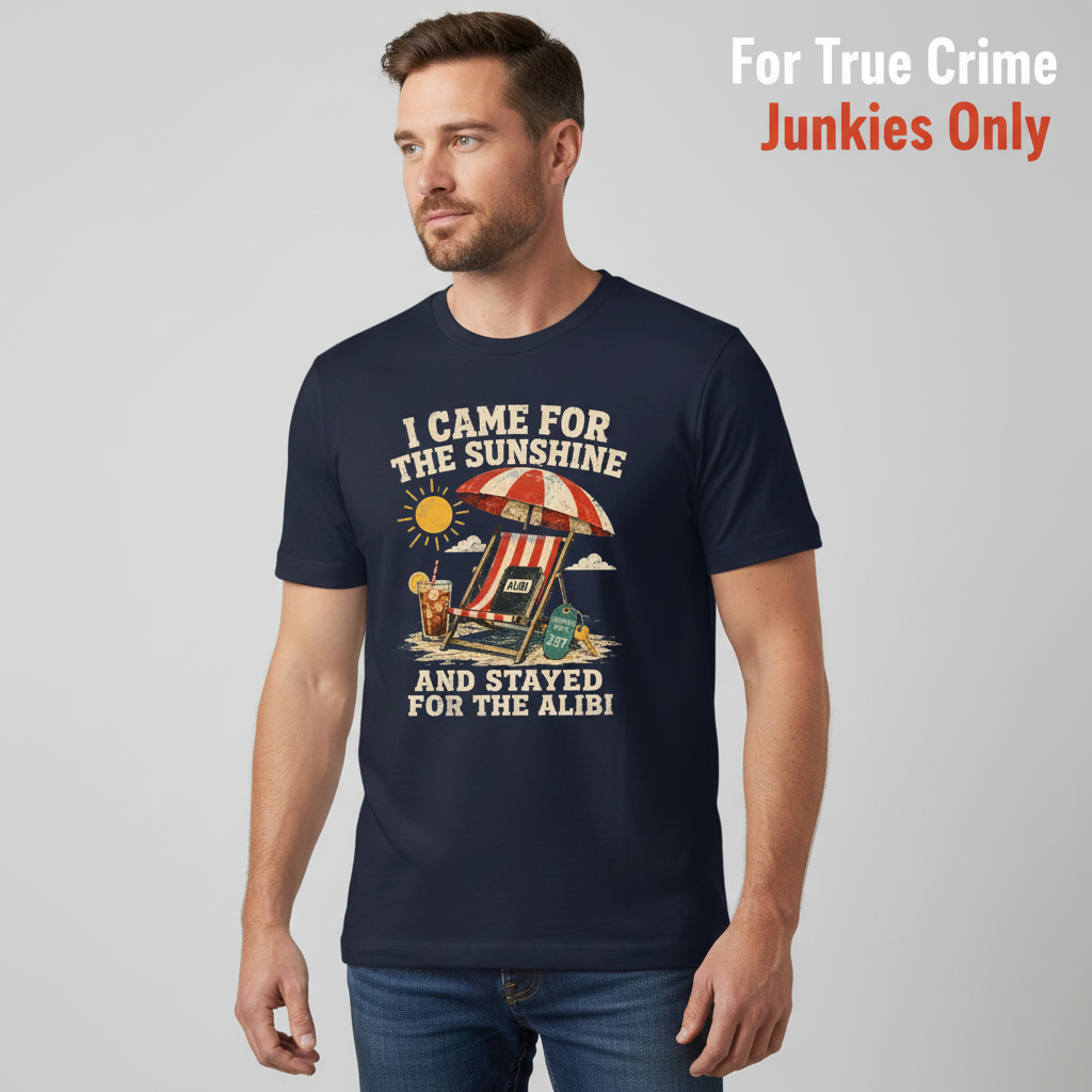 Sunshine and Alibi Beach Humor T-Shirt__hero
