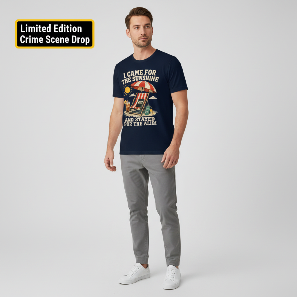 Sunshine and Alibi Beach Humor T-Shirt__benefit