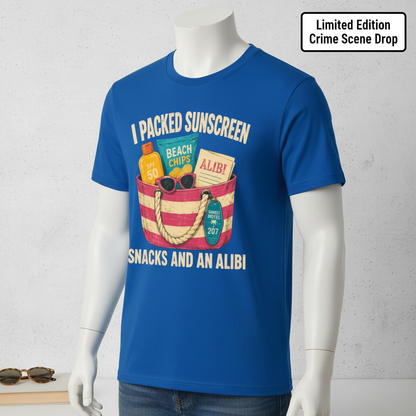 Sunscreen Snacks and an Alibi T-Shirt__space