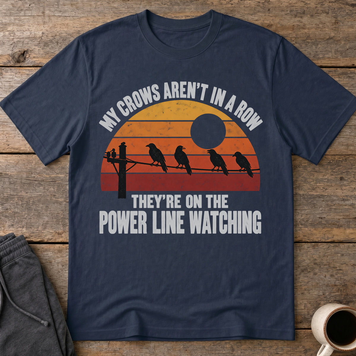 Power Line Flock T-Shirt — Navy