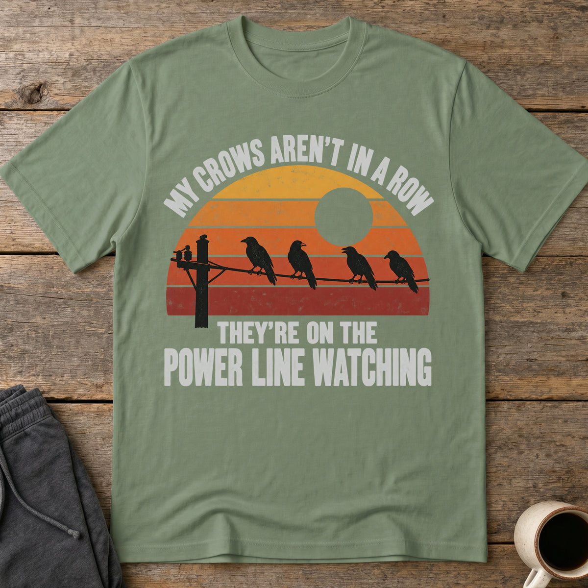 Power Line Flock T-Shirt — Military Green