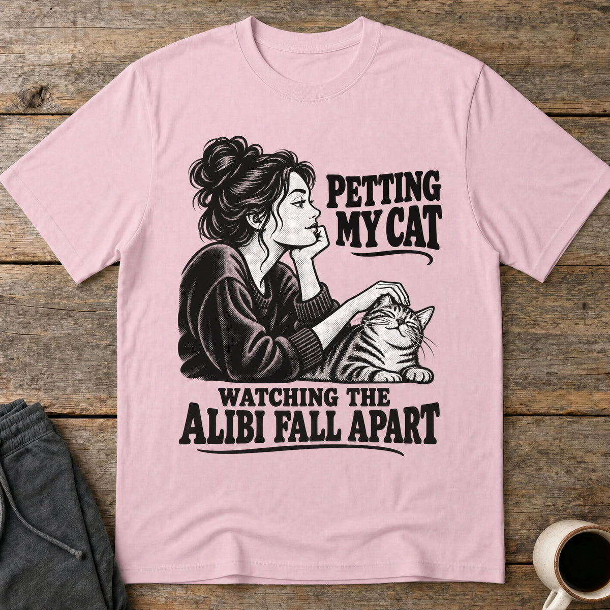 Cat and Alibi T-Shirt — Light Pink