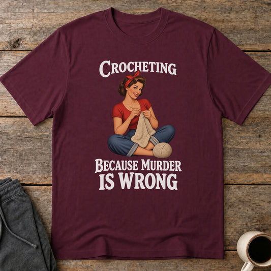 Crochet Not Crime T-Shirt — Maroon