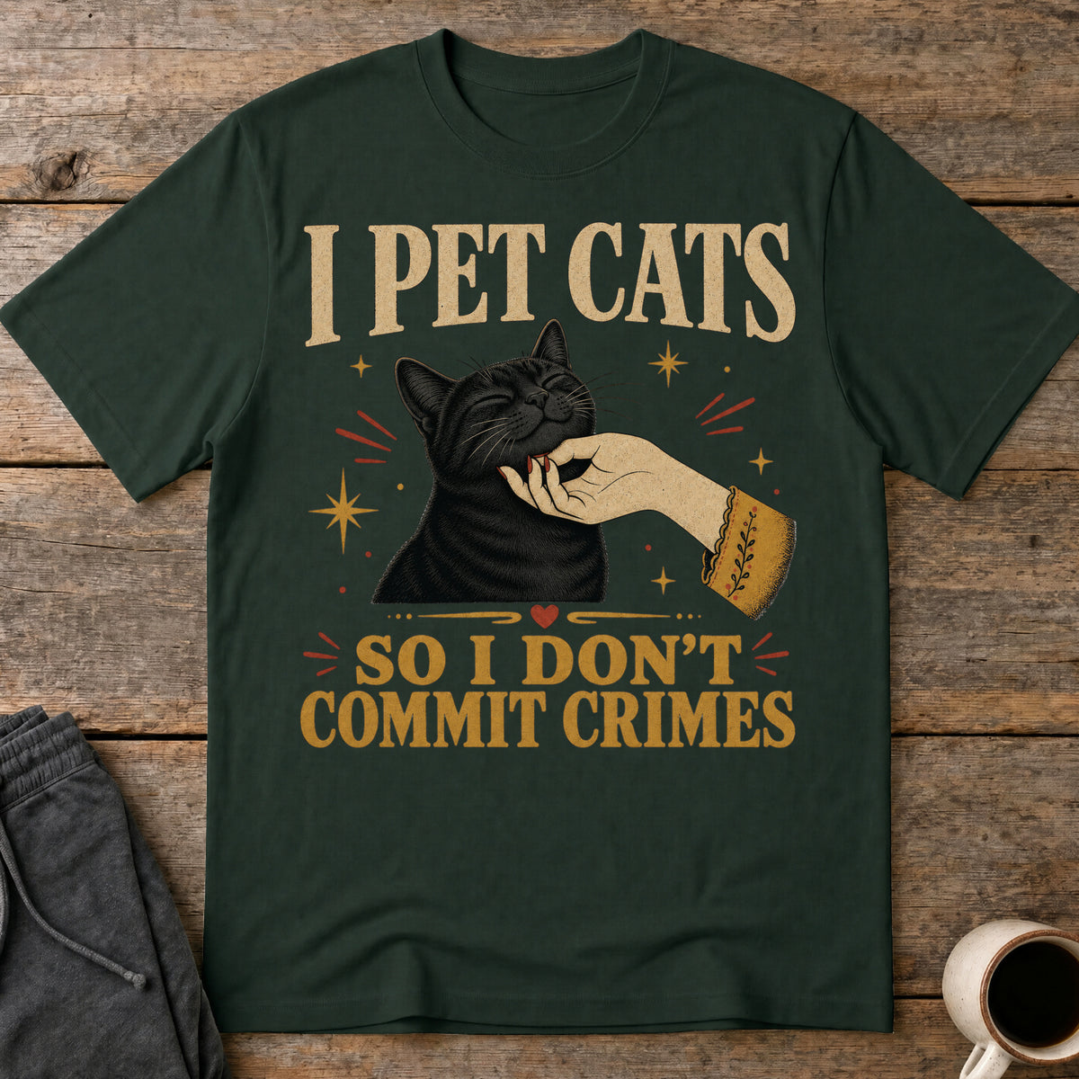 Cats Over Crime T-Shirt — Forest Green