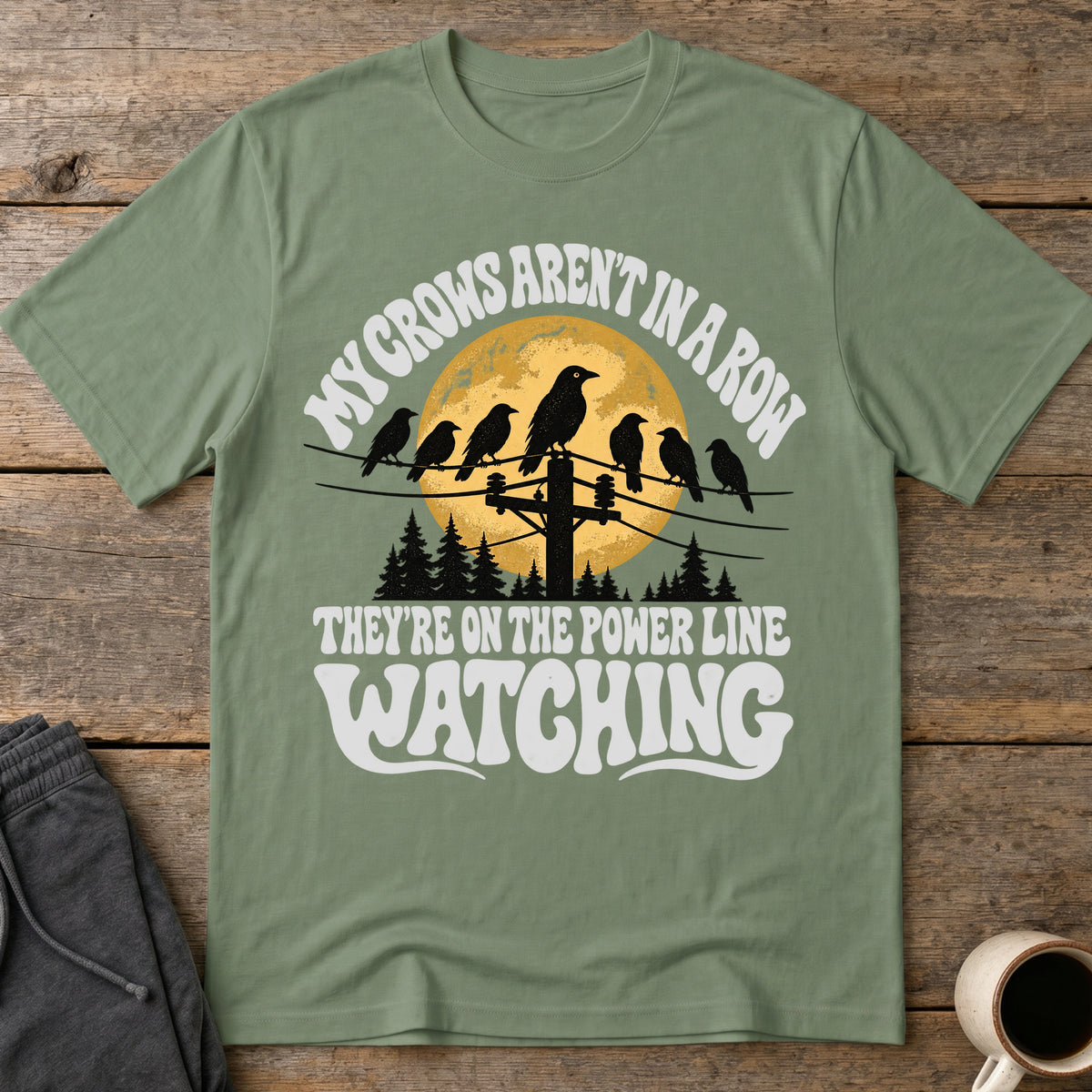 Powerline Watchers T-Shirt — Military Green