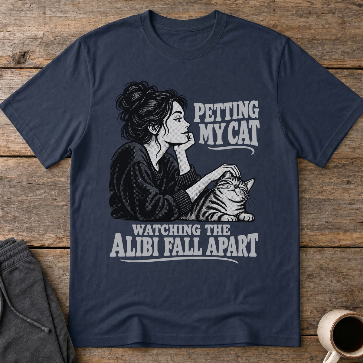 Cat and Alibi T-Shirt — Navy
