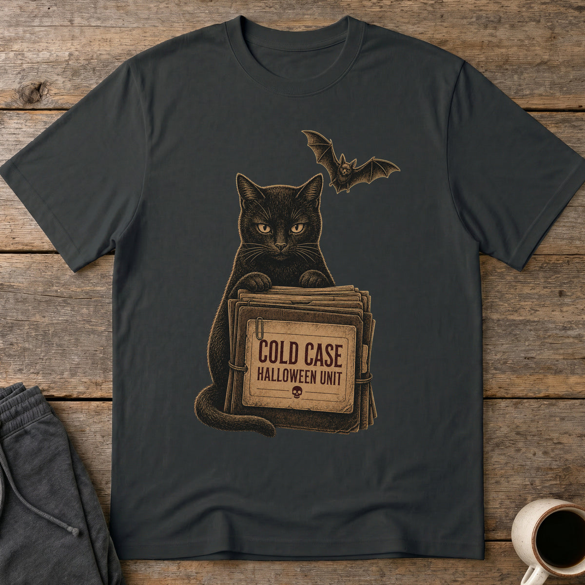 Cold Case Cat T-Shirt — Black