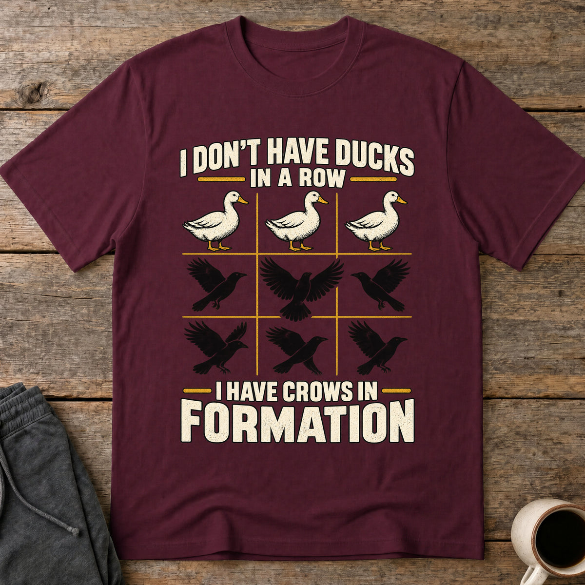 Crows In Formation T-Shirt — Maroon