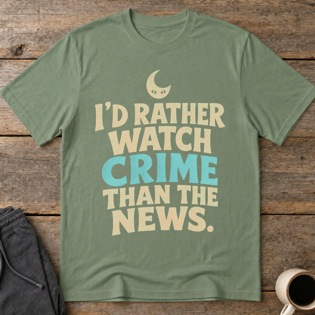Crime Over News T-Shirt — Military Green