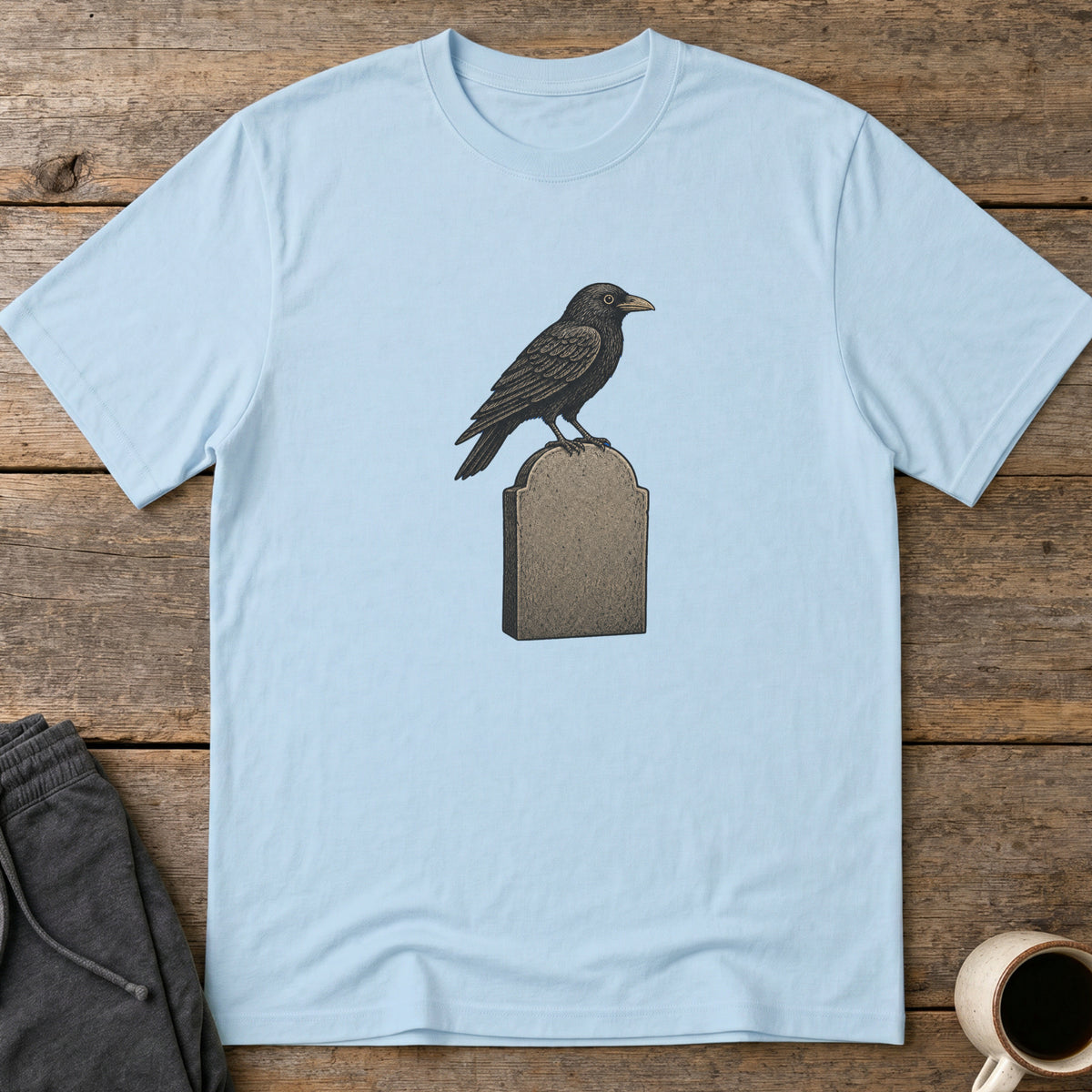 Graveyard Raven T-Shirt — Light Blue