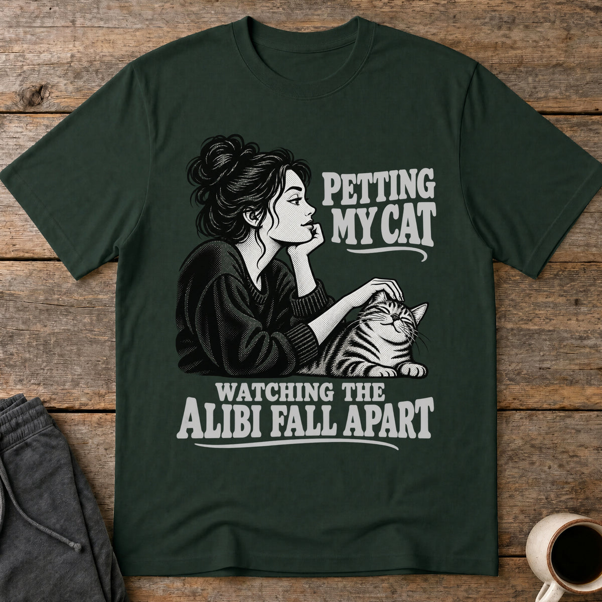 Cat and Alibi T-Shirt — Forest Green
