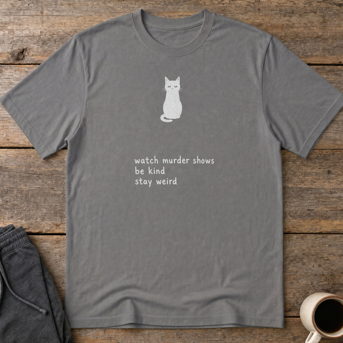 Kind Weird Cat T-Shirt — Charcoal