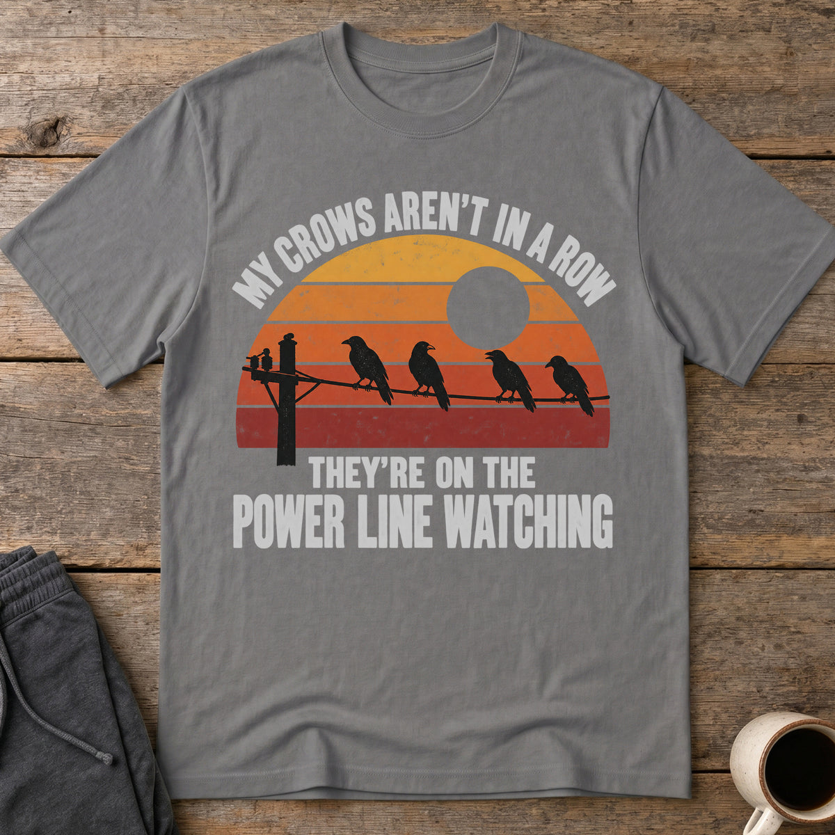 Power Line Flock T-Shirt — Charcoal