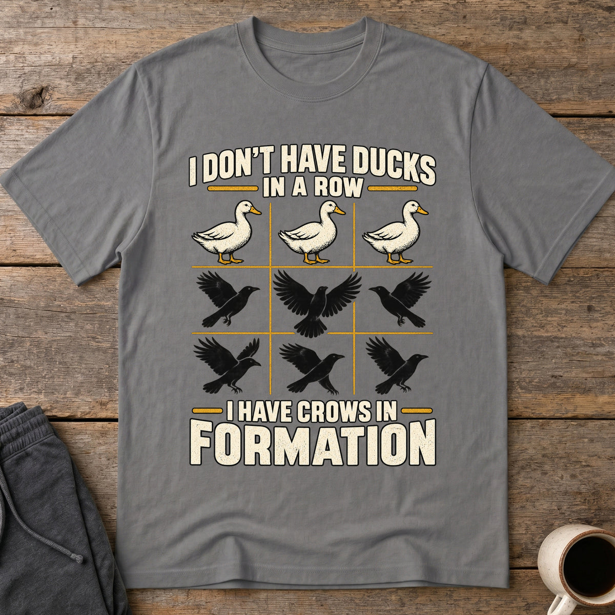Crows In Formation T-Shirt — Charcoal