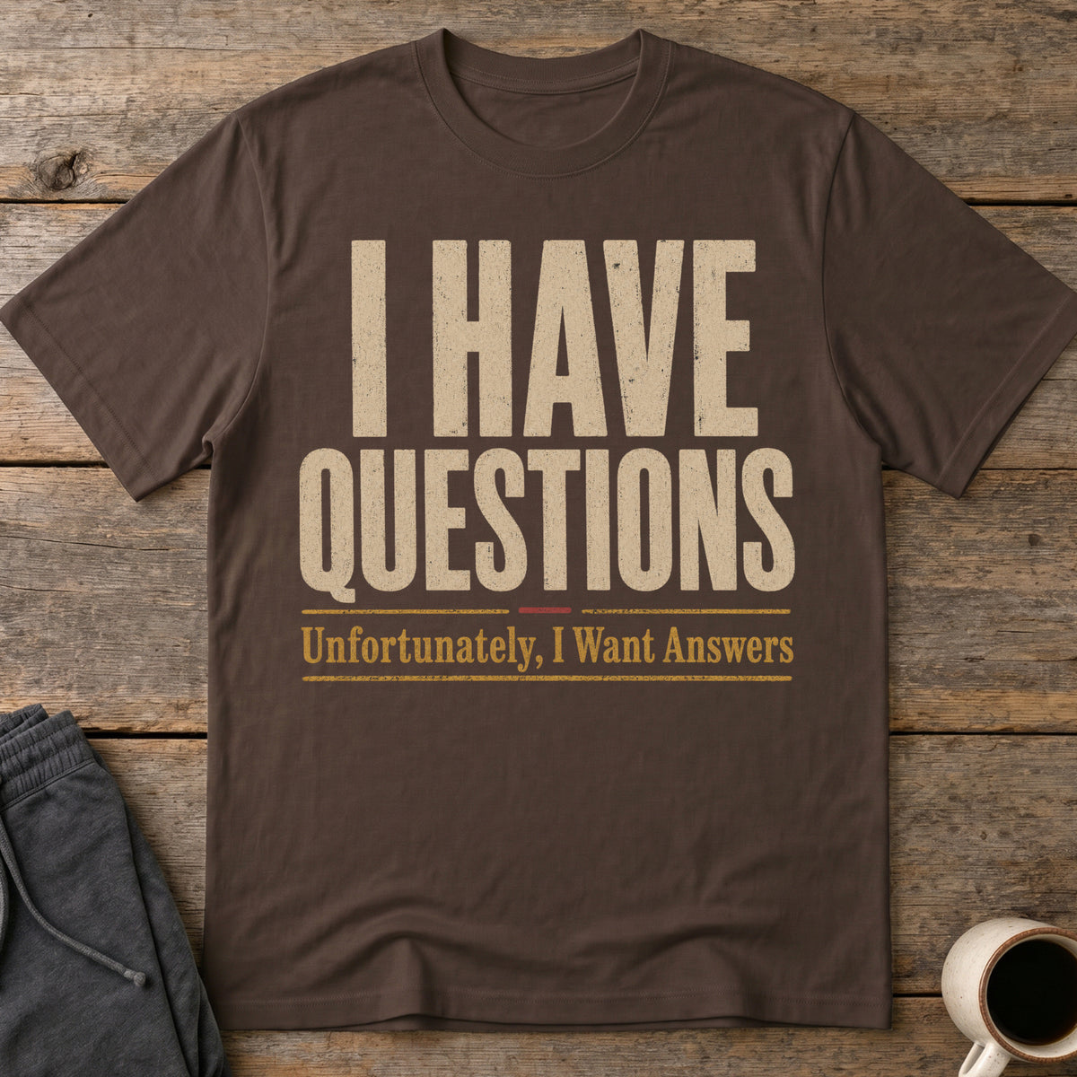 Lingering Questions T-Shirt — Dark Chocolate