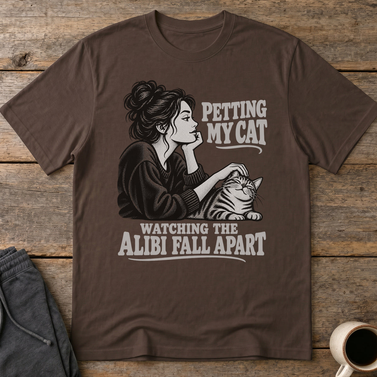 Cat and Alibi T-Shirt — Dark Chocolate