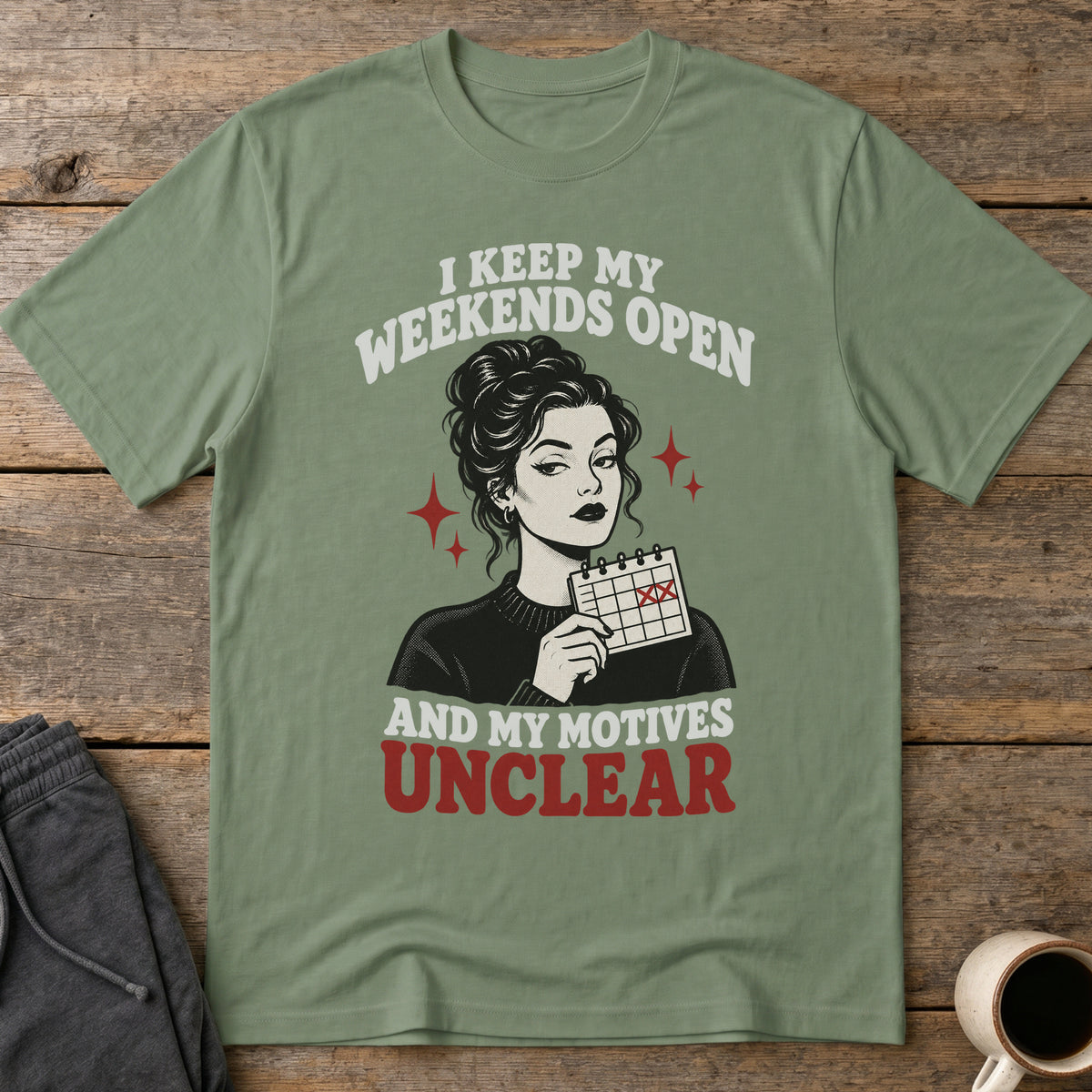 Weekend Motives T-Shirt — Military Green