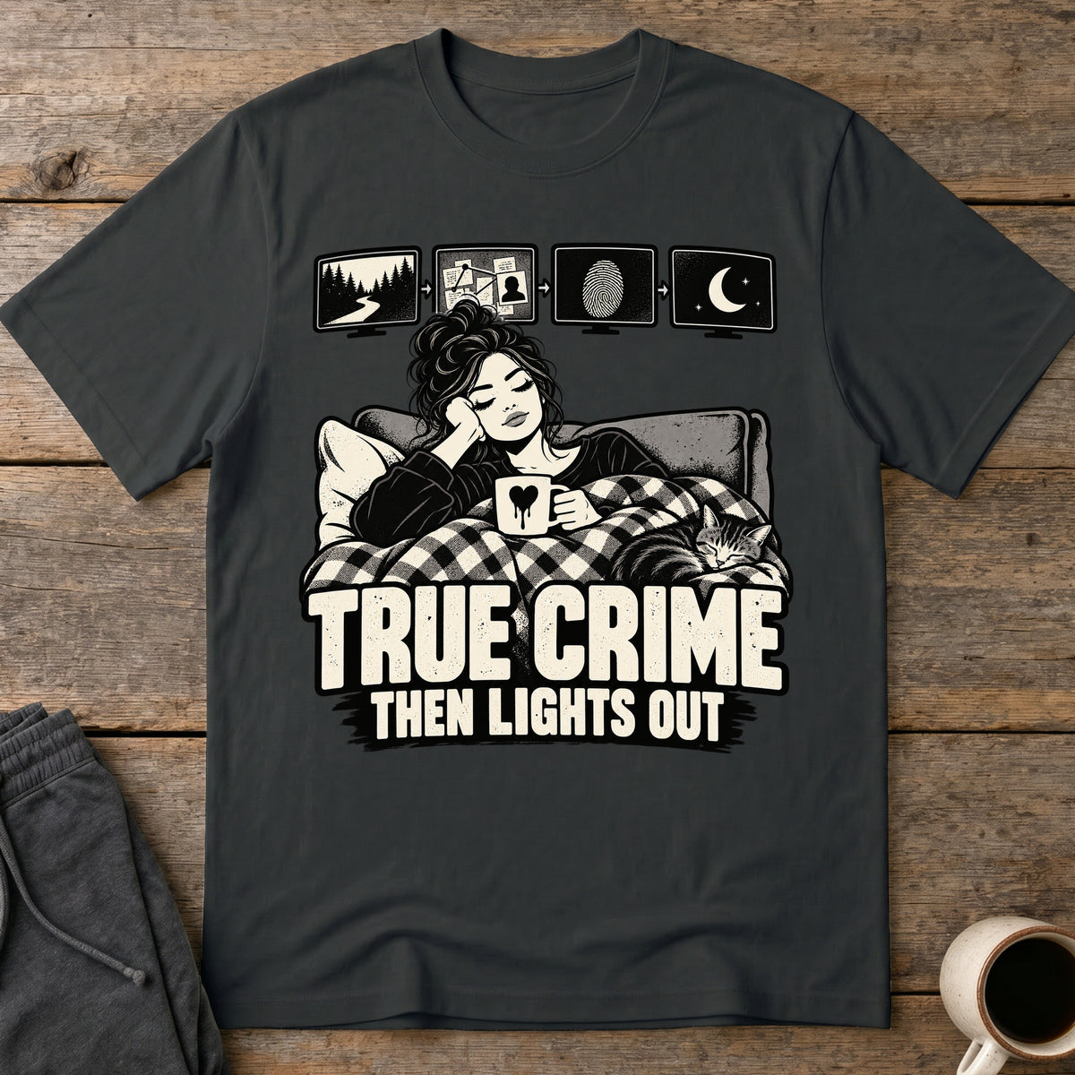 Bedtime True Crime T-Shirt — Black