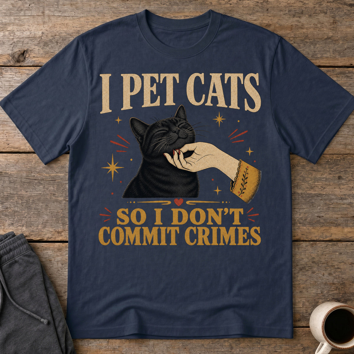 Cats Over Crime T-Shirt — Navy