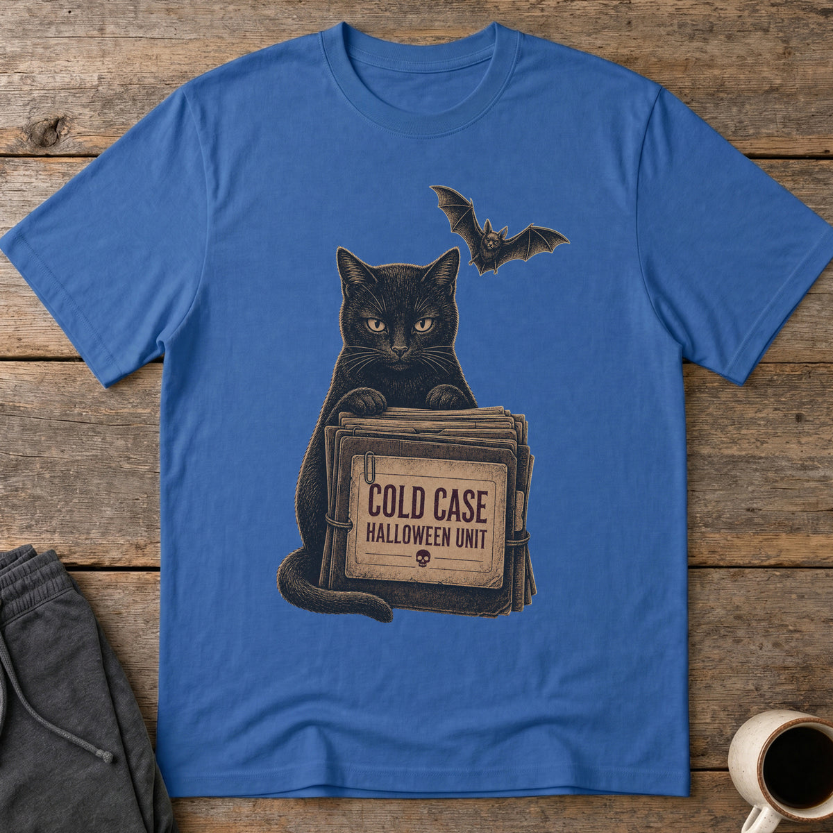 Cold Case Cat T-Shirt — Royal