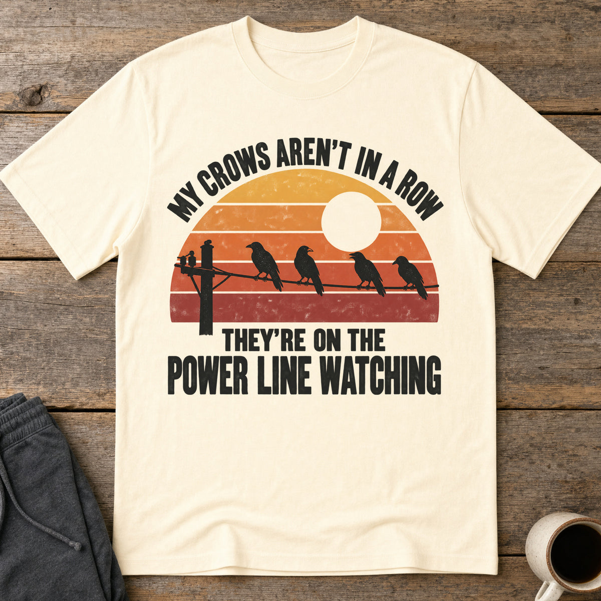 Power Line Flock T-Shirt — Natural