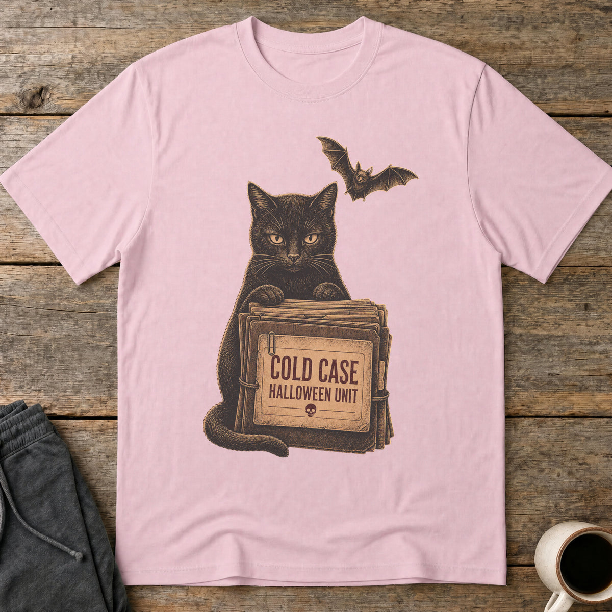Cold Case Cat T-Shirt — Light Pink