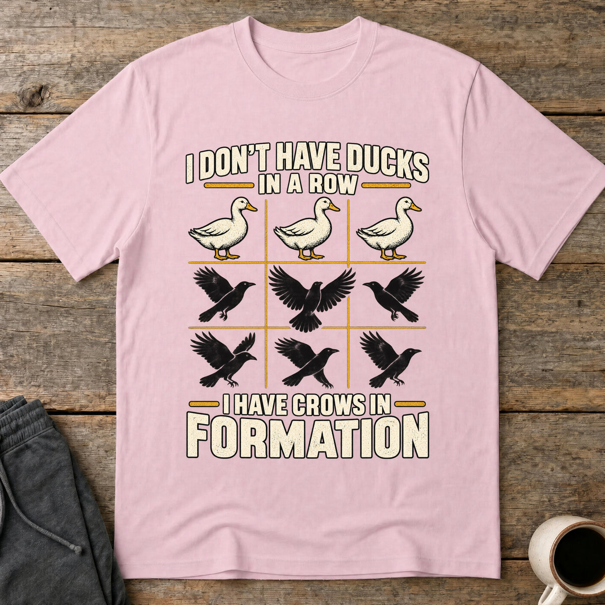 Crows In Formation T-Shirt — Light Pink
