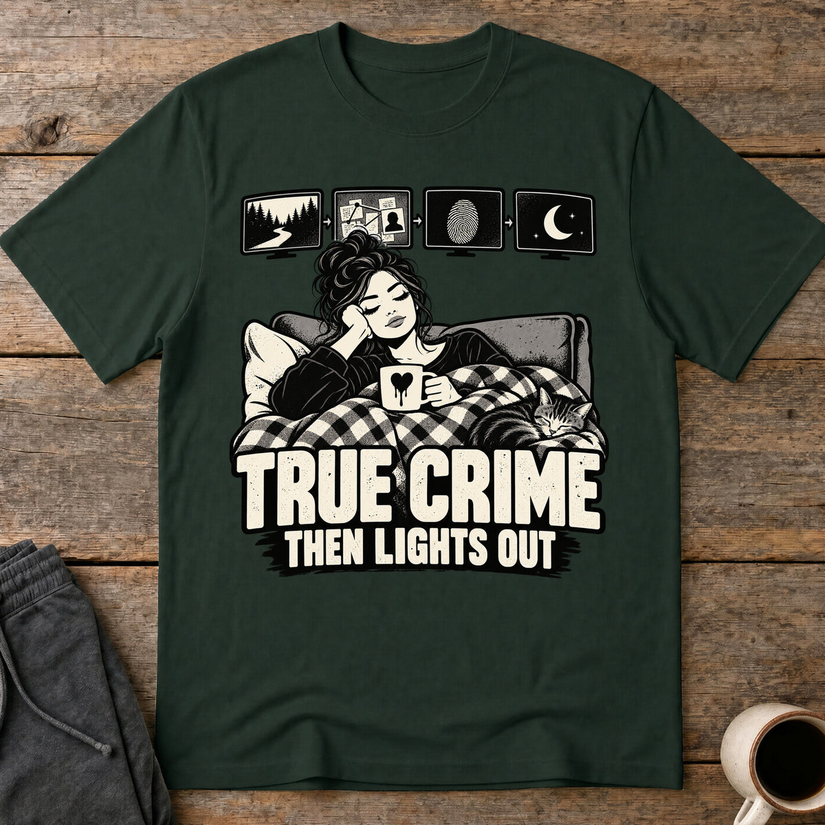 Bedtime True Crime T-Shirt — Forest Green