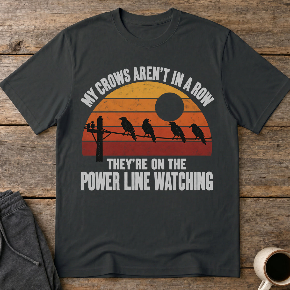 Power Line Flock T-Shirt — Black