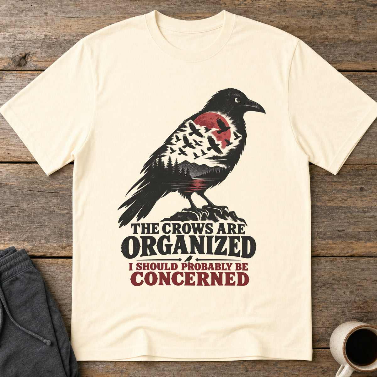 Organized Crows T-Shirt — Natural