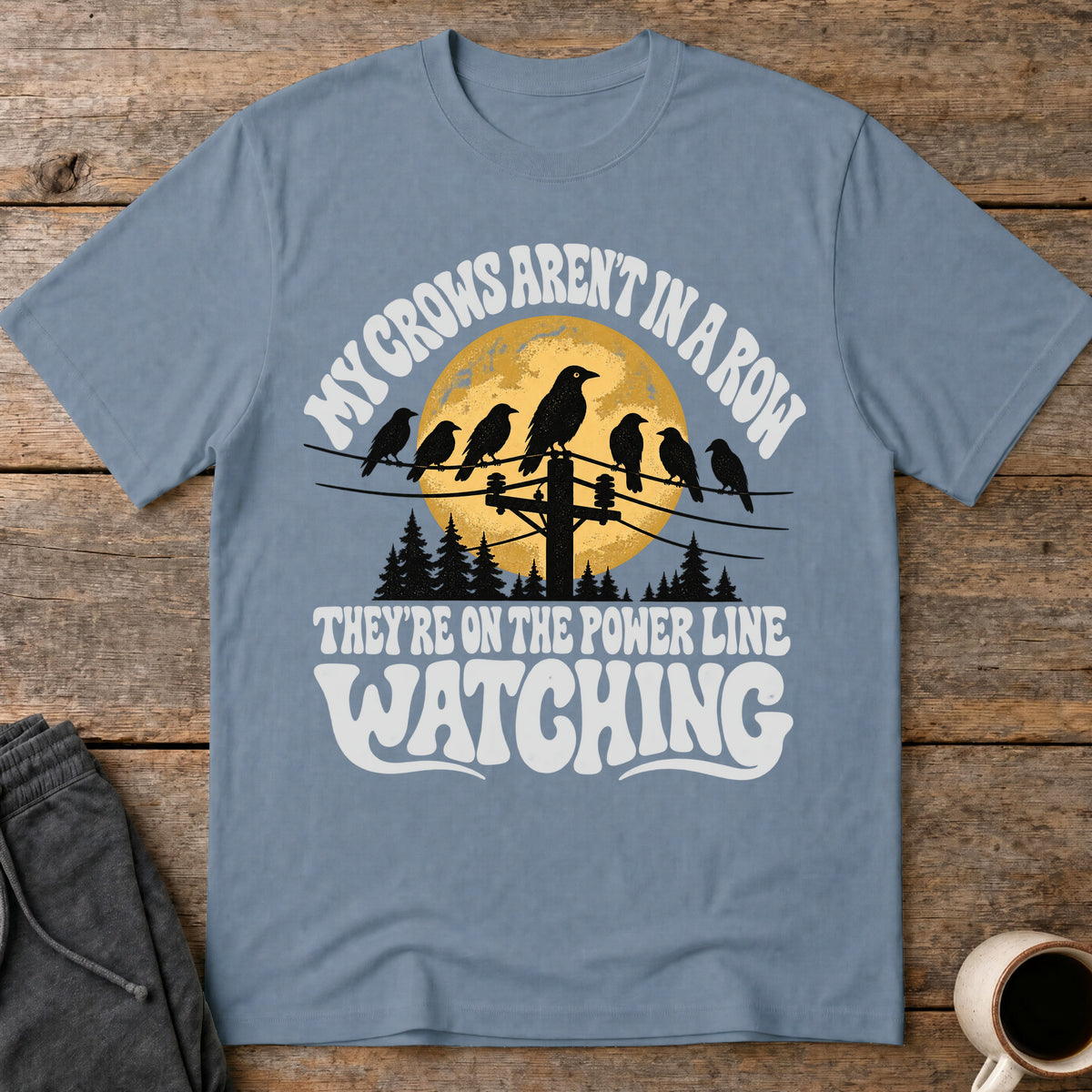 Powerline Watchers T-Shirt — Stone Blue